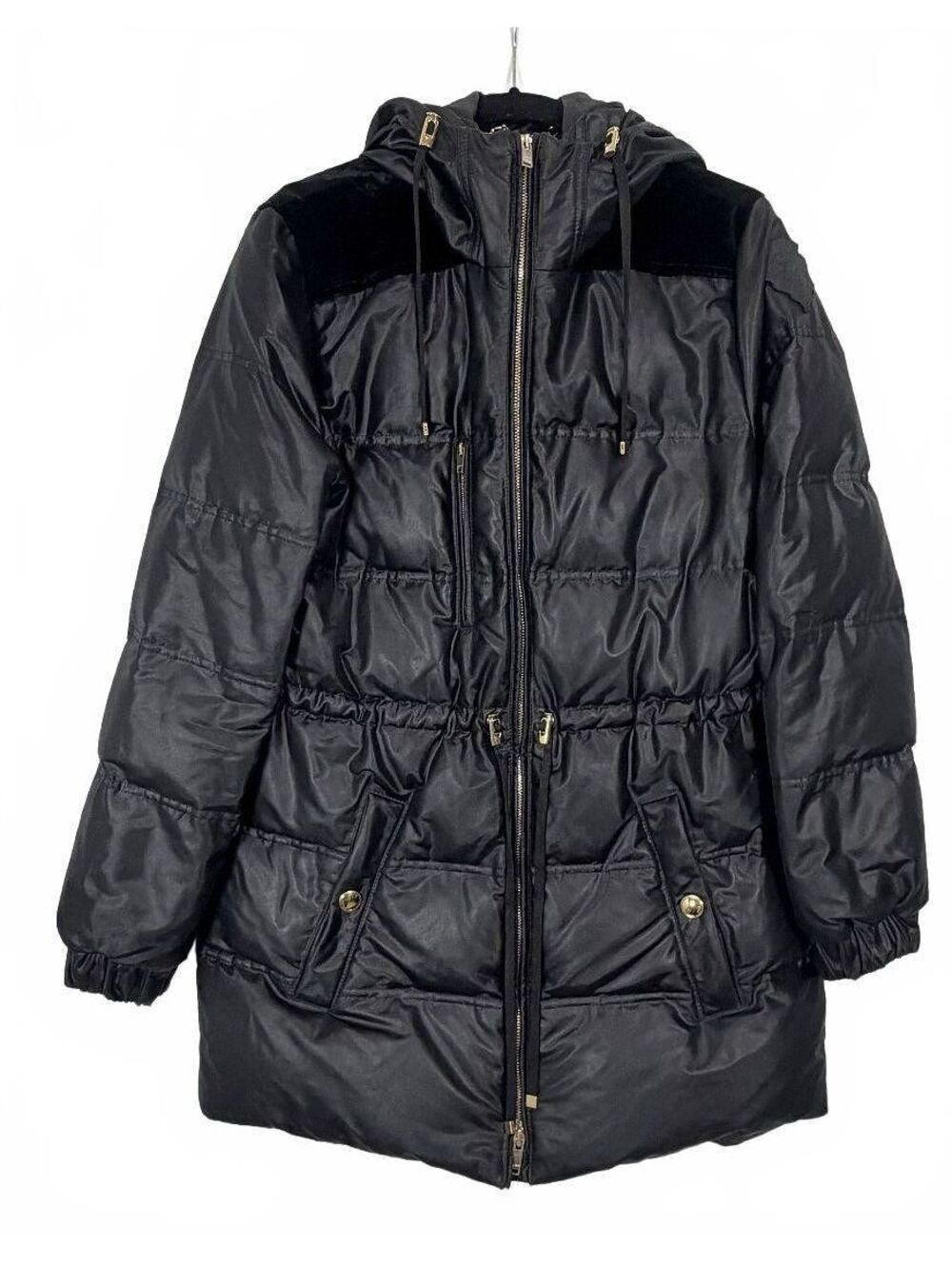 Gucci Black Hooded Polyester Puffer Jacket Velvet Trim Size 40 / US Small / 4